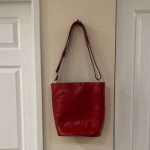 Zara Red Leather Bucket Bag